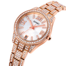 SKMEI 1741 Reloj de lujo para mujer Stainess Steel Japan Movt Diamond Quartz Diamond